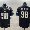 Men's Philadelphia Eagles #98 Jalen Carter Black 2025 Super Bowl LIX Patch Vapor Untouchable Limited Stitched Football Jersey - Custom Name