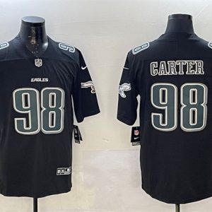 Men's Philadelphia Eagles #98 Jalen Carter Black Fashion New Vapor Untouchable Limited Stitched Football Jersey - Custom Name