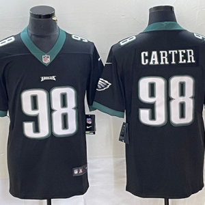Men's Philadelphia Eagles #98 Jalen Carter Black Vapor Limited Stitched Football Jersey - Custom Name