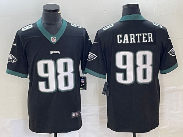 Men's Philadelphia Eagles #98 Jalen Carter Black Vapor Limited Stitched Football Jersey - Custom Name