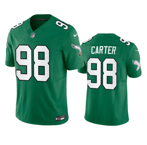 Men's Philadelphia Eagles #98 Jalen Carter Green 2023 F.U.S.E. Vapor Untouchable Stitched Football Jersey - Custom Name