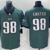 Men's Philadelphia Eagles #98 Jalen Carter Green Vapor Limited Stitched Football Jersey - Custom Name