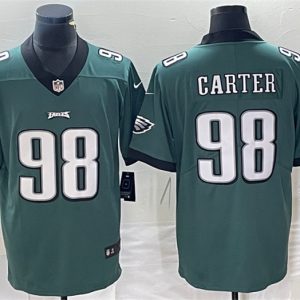 Men's Philadelphia Eagles #98 Jalen Carter Green Vapor Limited Stitched Football Jersey - Custom Name