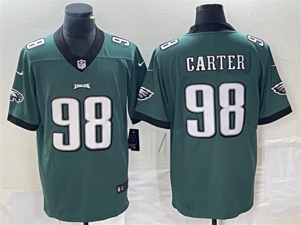 Men's Philadelphia Eagles #98 Jalen Carter Green Vapor Limited Stitched Football Jersey - Custom Name
