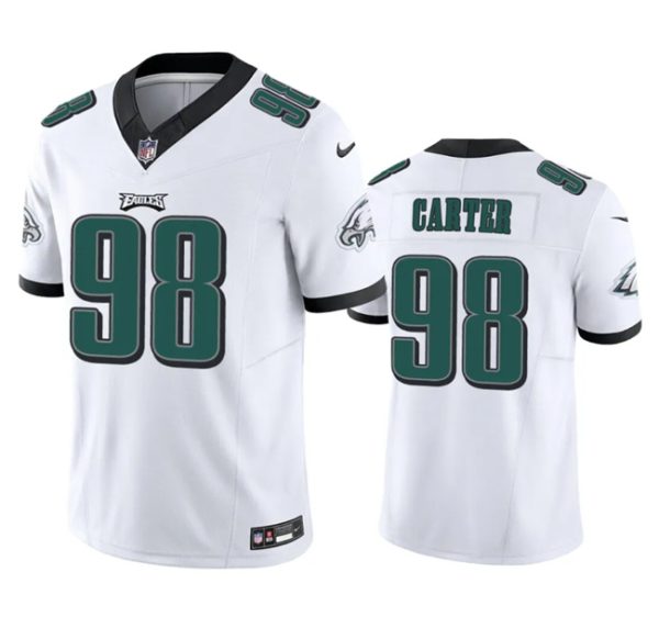 Men's Philadelphia Eagles #98 Jalen Carter White 2023 F.U.S.E. Vapor Untouchable Limited Stitched Football Jersey - Custom Name