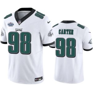 Men's Philadelphia Eagles #98 Jalen Carter White 2023 F.U.S.E. With Prem1ere Patch Vapor Untouchable Limited Stitched Football Jersey - Custom Name
