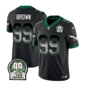 Men's Philadelphia Eagles #99 Jerome Brown Black 2023 F.U.S.E. Throwback Vapor Untouchable Limited Stitched Football Jersey - Custom Name