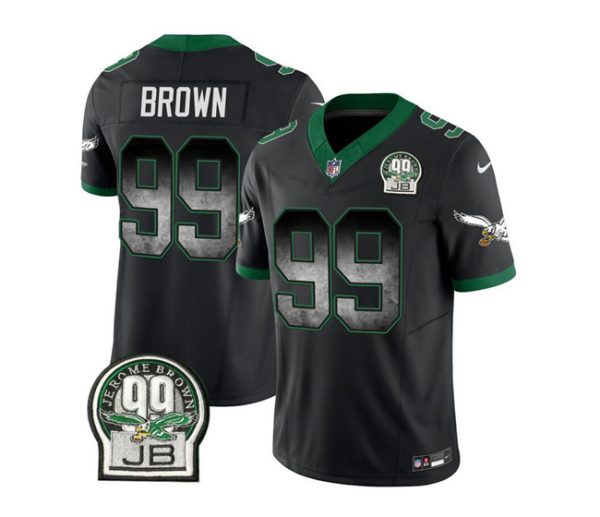 Men's Philadelphia Eagles #99 Jerome Brown Black 2023 F.U.S.E. Throwback Vapor Untouchable Limited Stitched Football Jersey - Custom Name