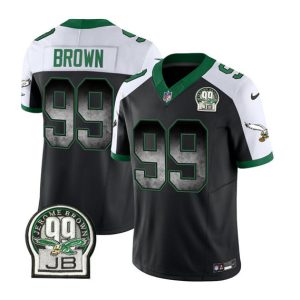 Men's Philadelphia Eagles #99 Jerome Brown Black White 2023 F.U.S.E. Throwback Vapor Untouchable Limited Stitched Football Jersey - Custom Name