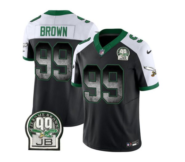 Men's Philadelphia Eagles #99 Jerome Brown Black White 2023 F.U.S.E. Throwback Vapor Untouchable Limited Stitched Football Jersey - Custom Name