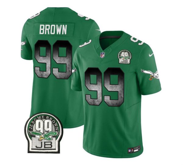 Men's Philadelphia Eagles #99 Jerome Brown Green 2023 F.U.S.E. Throwback Vapor Untouchable Limited Stitched Football Jersey - Custom Name