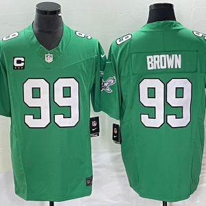 Men's Philadelphia Eagles #99 Jerome Brown Green 2023 F.U.S.E. With C Patch Vapor Untouchable Stitched Football Jersey - Custom Name