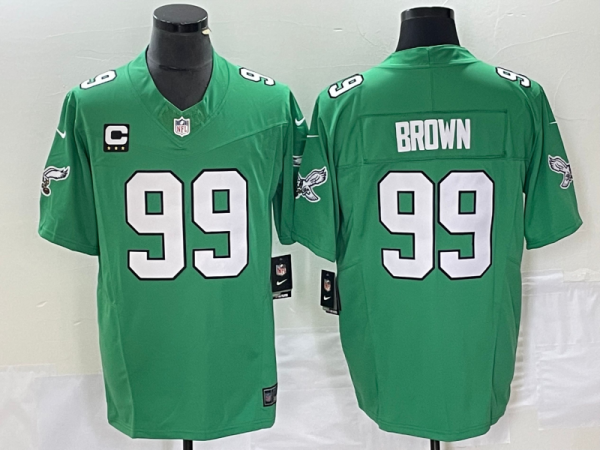 Men's Philadelphia Eagles #99 Jerome Brown Green 2023 F.U.S.E. With C Patch Vapor Untouchable Stitched Football Jersey - Custom Name