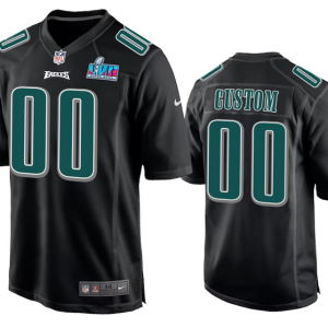 Men's Philadelphia Eagles ACTIVE PLAYER Custom Black Super Bowl LVII Patch Stitched Game Jersey - Custom Name