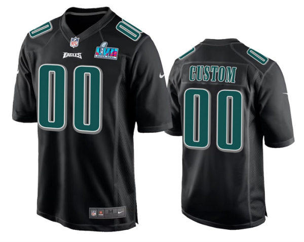Men's Philadelphia Eagles ACTIVE PLAYER Custom Black Super Bowl LVII Patch Stitched Game Jersey - Custom Name