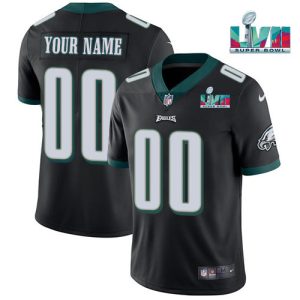 Men's Philadelphia Eagles ACTIVE PLAYER Custom Black Super Bowl LVII Patch Vapor Untouchable Limited Stitched Jersey - Custom Name