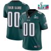 Men's Philadelphia Eagles ACTIVE PLAYER Custom Green Super Bowl LVII Patch Vapor Untouchable Limited Stitched Jersey - Custom Name