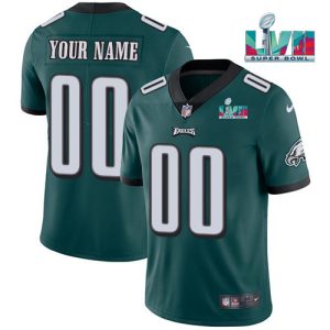 Men's Philadelphia Eagles ACTIVE PLAYER Custom Green Super Bowl LVII Patch Vapor Untouchable Limited Stitched Jersey - Custom Name