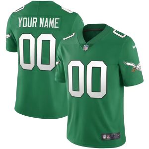 Men's Philadelphia Eagles ACTIVE PLAYER Custom Green Vapor Untouchable Limited Stitched Jersey - Custom Name