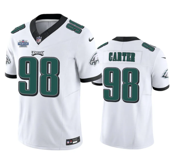 Men's Philadelphia Eagles ACTIVE PLAYER Custom White 2023 F.U.S.E. With Prem1ere Patch Vapor Untouchable Limited Stitched Football Jersey - Custom Name