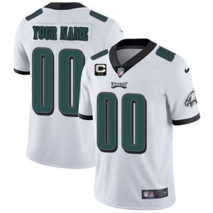 Men's Philadelphia Eagles ACTIVE PLAYER Custom White With 2-star C Patch Vapor Limited Stitched Football Jersey - Custom Name