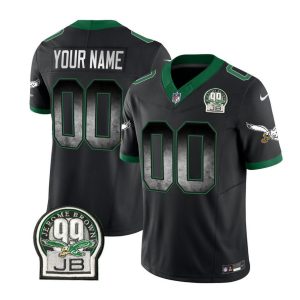 Men's Philadelphia Eagles Active Palyer Custom Black 2023 F.U.S.E. Throwback Vapor Untouchable Limited Stitched Football Jersey - Custom Name