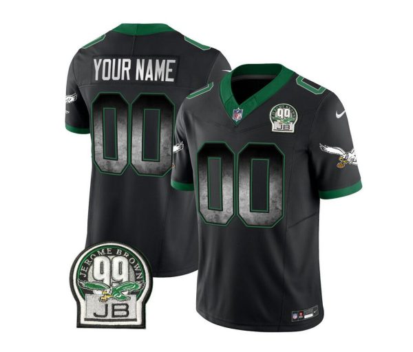 Men's Philadelphia Eagles Active Palyer Custom Black 2023 F.U.S.E. Throwback Vapor Untouchable Limited Stitched Football Jersey - Custom Name
