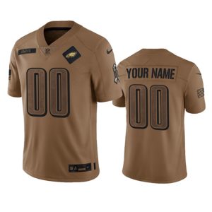 Men's Philadelphia Eagles Active Player Custom 2023 Brown Salute To Setvice Limited Stitched Football Jersey - Custom Name