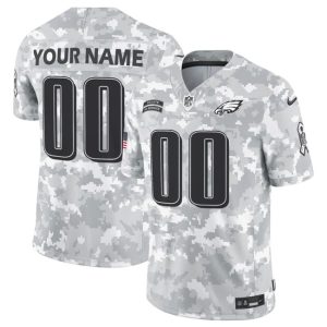 Men's Philadelphia Eagles Active Player Custom 2024 F.U.S.E Arctic Camo Salute to Service Limited Stitched Football Jersey - Custom Name