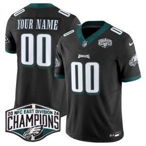 Men's Philadelphia Eagles Active Player Custom Black 2024 NFC East Champions F.U.S.E. Vapor Untouchable Limited Stitched Football Jersey - Custom Name