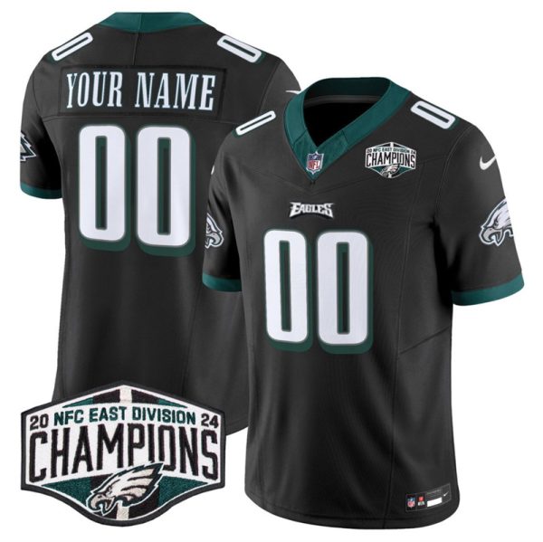 Men's Philadelphia Eagles Active Player Custom Black 2024 NFC East Champions F.U.S.E. Vapor Untouchable Limited Stitched Football Jersey - Custom Name