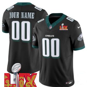 Men's Philadelphia Eagles Active Player Custom Black F.U.S.E. 24 25 Super Bowl LIX Vapor Untouchable Limited Stitched Football Jersey - Custom Name
