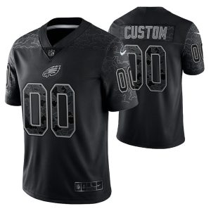 Men's Philadelphia Eagles Active Player Custom Black Reflective Limited Stitched Jersey - Custom Name