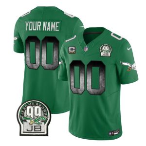 Men's Philadelphia Eagles Active Player Custom Green 2023 F.U.S.E. Throwback Vapor Untouchable Limited Stitched Football Jersey - Custom Name
