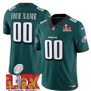 Men's Philadelphia Eagles Active Player Custom Green F.U.S.E. 24 25 Super Bowl LIX Vapor Untouchable Limited Stitched Football Jersey - Custom Name