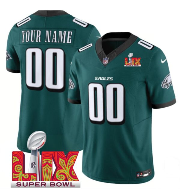 Men's Philadelphia Eagles Active Player Custom Green F.U.S.E. 24 25 Super Bowl LIX Vapor Untouchable Limited Stitched Football Jersey - Custom Name