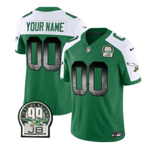 Men's Philadelphia Eagles Active Player Custom Green White 2023 F.U.S.E. Throwback Vapor Untouchable Limited Stitched Football Jersey - Custom Name