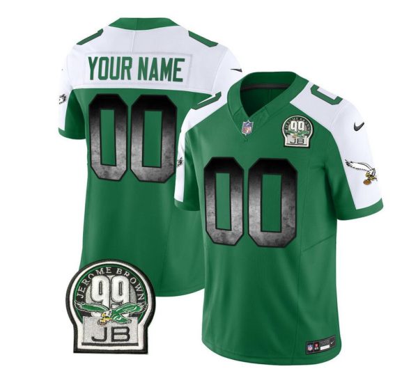 Men's Philadelphia Eagles Active Player Custom Green White 2023 F.U.S.E. Throwback Vapor Untouchable Limited Stitched Football Jersey - Custom Name