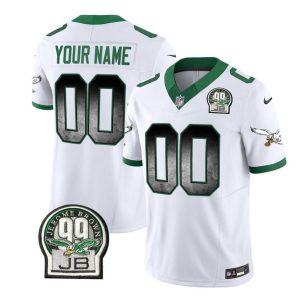 Men's Philadelphia Eagles Active Player Custom White 2023 F.U.S.E. Throwback Vapor Untouchable Limited Stitched Football Jersey - Custom Name