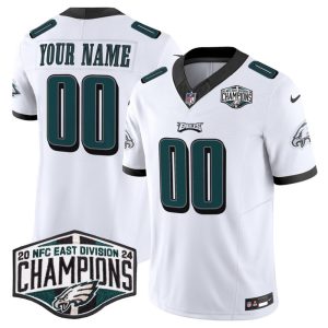 Men's Philadelphia Eagles Active Player Custom White 2024 NFC East Champions F.U.S.E. Vapor Untouchable Limited Stitched Football Jersey - Custom Name