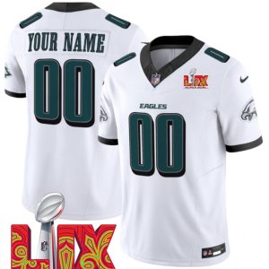 Men's Philadelphia Eagles Active Player Custom White F.U.S.E. 24 25 Super Bowl LIX Vapor Untouchable Limited Stitched Football Jersey - Custom Name