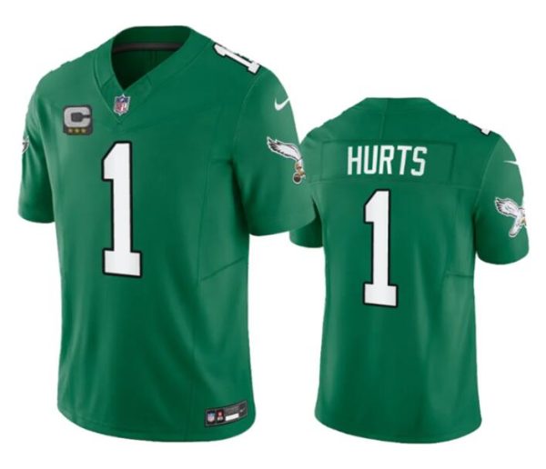 Men's Philadelphia Eagles Customized Green 2023 F.U.S.E. Vapor Untouchable With C Patch Stitched Football Jersey - Custom Name
