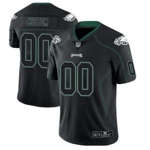 Men's Philadelphia Eagles Customized Lights Out Black Color Rush Limited Stitched Jersey - Custom Name