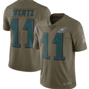 Men's Philadelphia Eagles Customized Olive Salute To Service Limited Stitched Football Jersey - Custom Name
