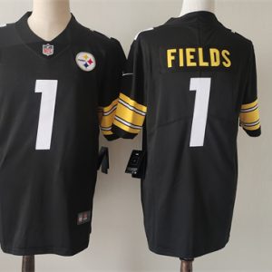 Men's Pittsburgh Steelers #1 Justin Fields Black Vapor Untouchable Limited Stitched Jersey - Custom Name
