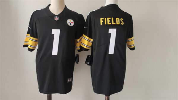 Men's Pittsburgh Steelers #1 Justin Fields Black Vapor Untouchable Limited Stitched Jersey - Custom Name
