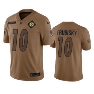 Men's Pittsburgh Steelers #10 Mitch Trubisky 2023 Brown Salute To Service Limited Jersey - Custom Name