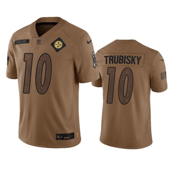 Men's Pittsburgh Steelers #10 Mitch Trubisky 2023 Brown Salute To Service Limited Jersey - Custom Name
