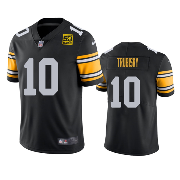 Men's Pittsburgh Steelers #10 Mitch Trubisky Black 2023 50th Anniversary Vapor Untouchable Limited Jersey - Custom Name