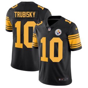 Men's Pittsburgh Steelers #10 Mitchell Trubisky Black Color Rush Limited Stitched Jersey - Custom Name
